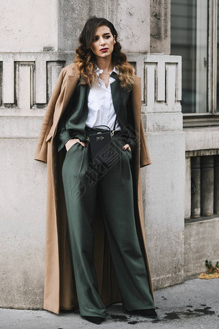 Paris, France - March 02, 2019: Street style Street style outfit before a fashion show during Milan