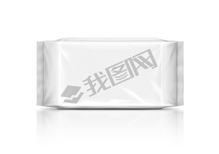 blank packaging paper wipes pouch isolated on white background