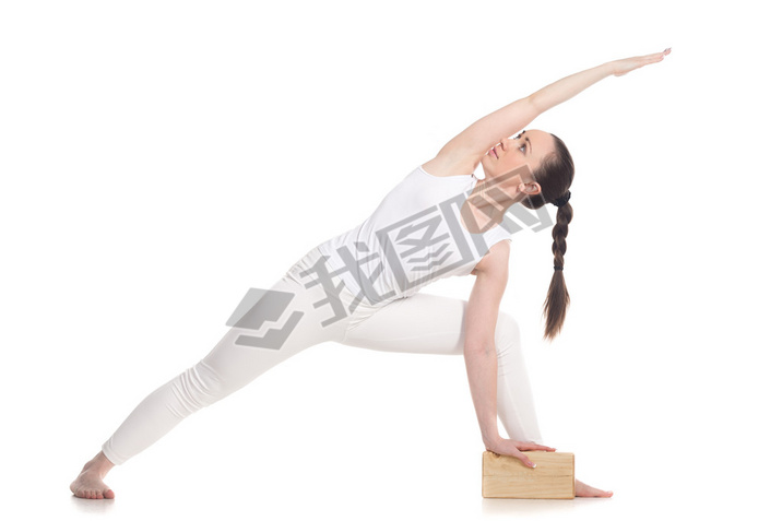 Extended Side Angle Pose Yoga with block