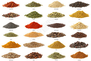 Different spices isolated on white background. Large Image