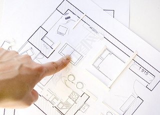 Interior design apartments - top view. Paper model