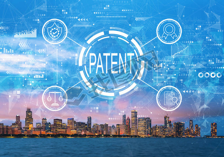 Patent concept with downtown Chicago