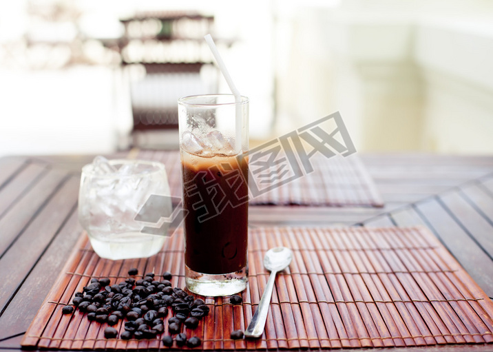 Traditional Vietnamese, Thai Ice coffee with beans.