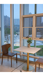 室内办公玻璃窗桌子凳子绿植盆栽