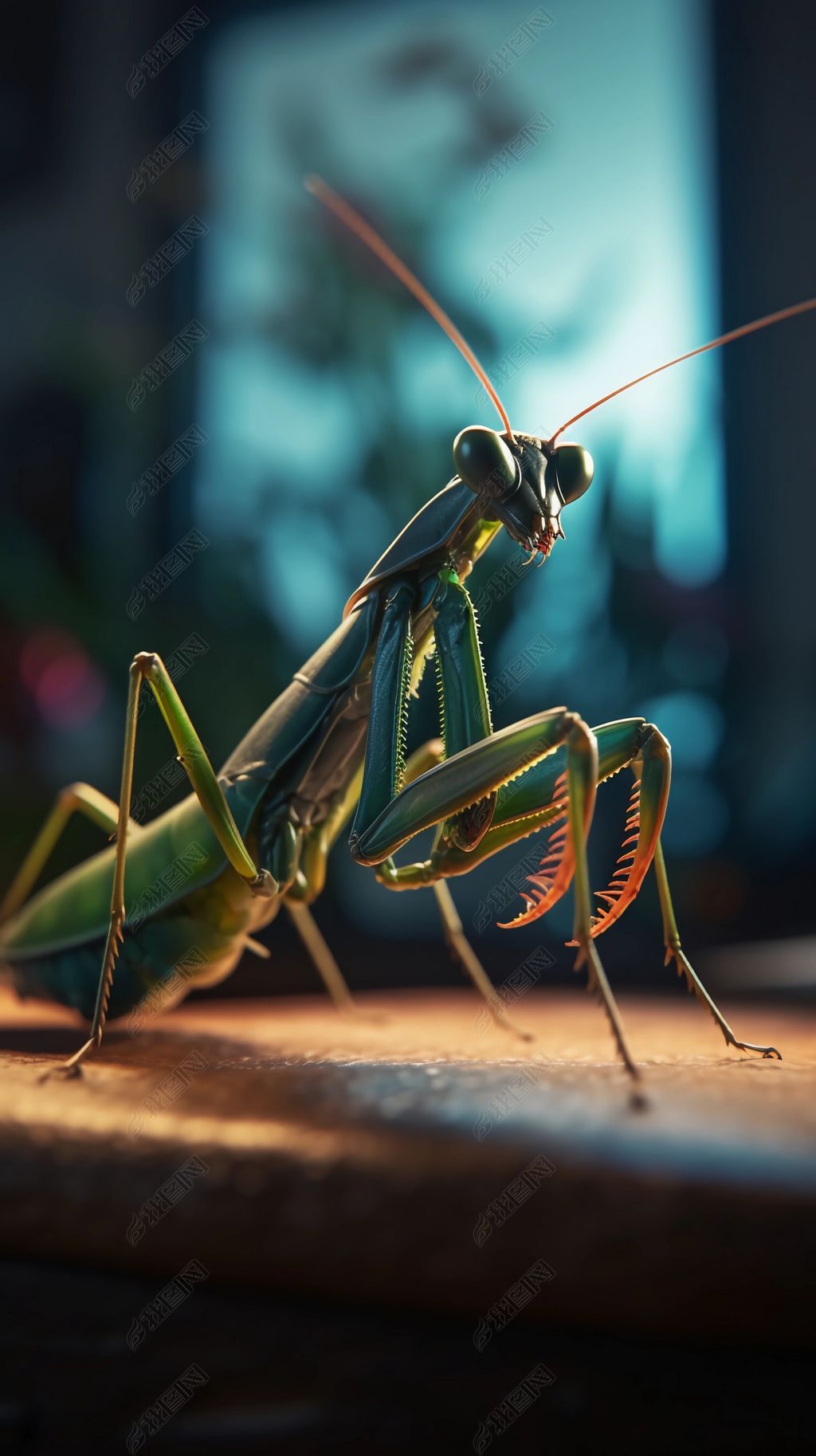 螳螂昆虫动物户外微距摄影图片海报背景手机端竖图