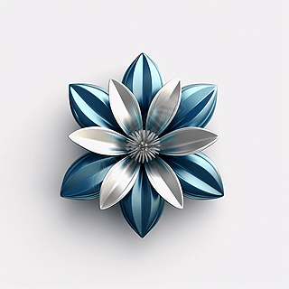 3d单个蓝白色花朵