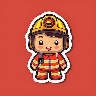 卡通人物角色消防员