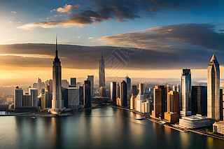现代城市建筑商务风背景图片