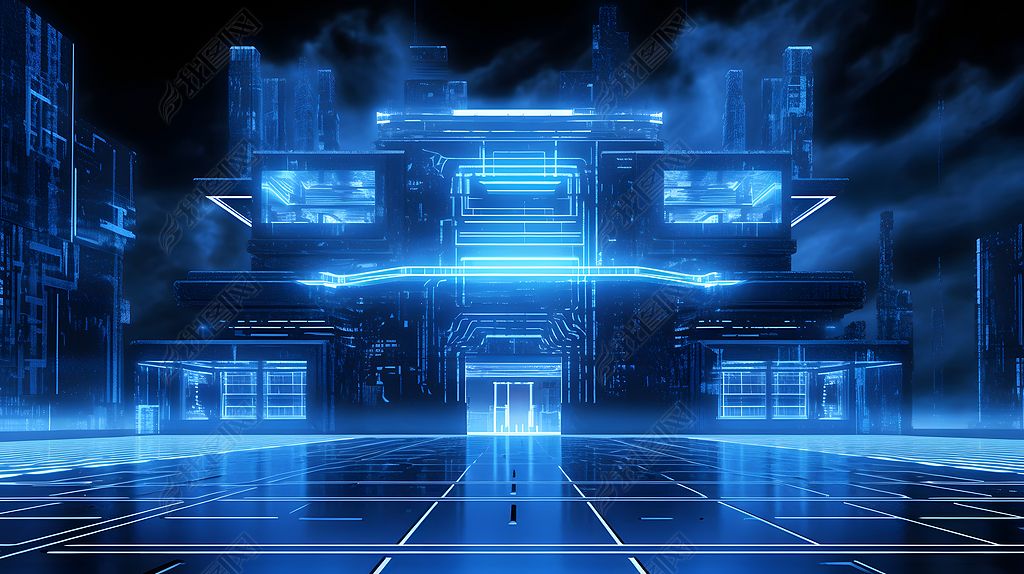 数码科技建筑未来城市抽象图形海报网页ppt背景