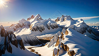 现代简约雪山风景电视背景墙壁画