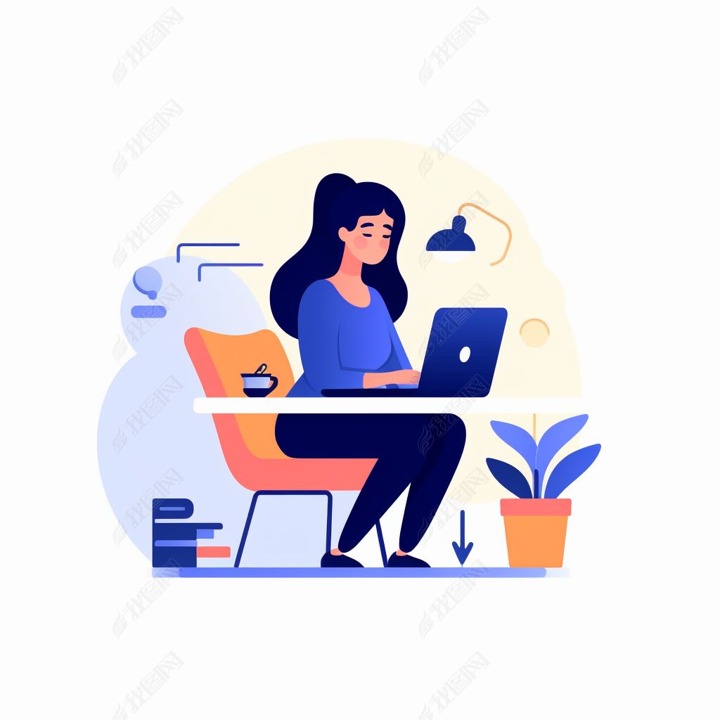 简约扁平风格插画元素商务办公学习ppt素材场景