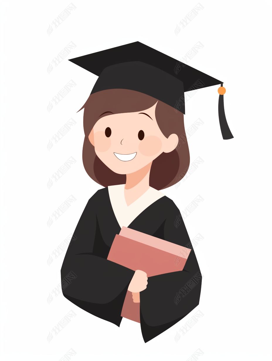 扁平简约卡通插画元素毕业生毕业季ppt素材