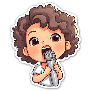 一个可爱的卡通唱歌女孩