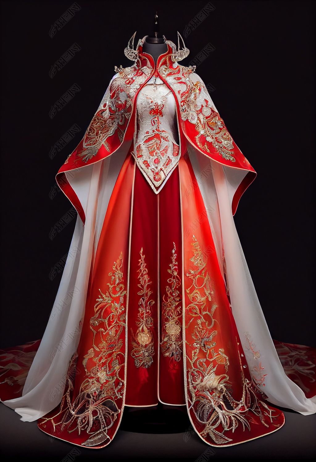 奢华大气中式婚礼礼服摄影图