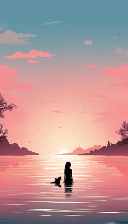 女孩与日出图片大全-女孩与日出背景图片-我图网