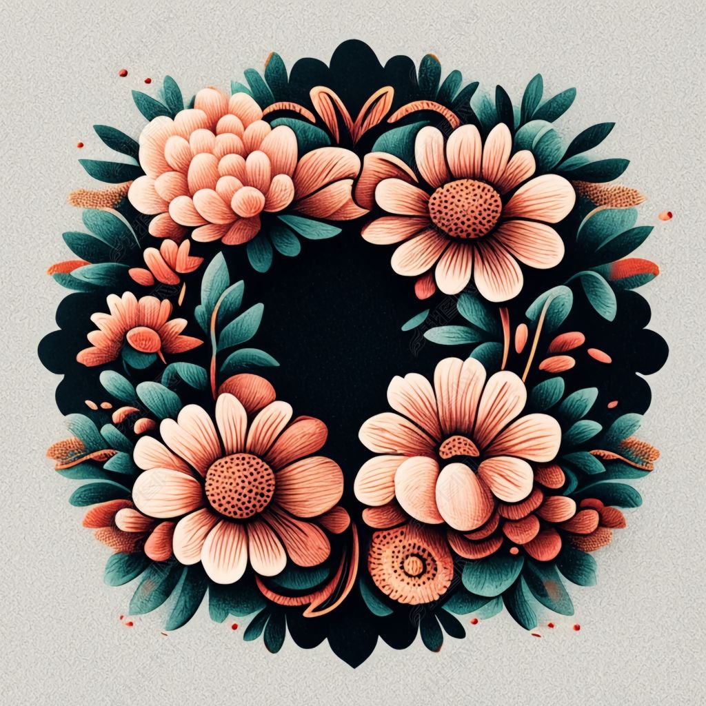 小清新花卉装饰植物海报设计卡通创意插画元素图案