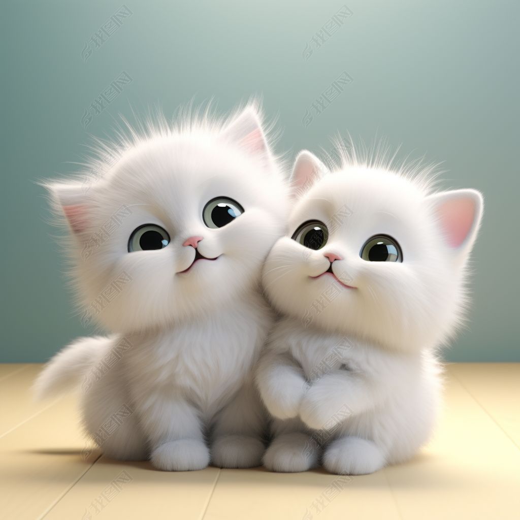 原创治愈系超萌可爱卡通小猫咪情侣头像