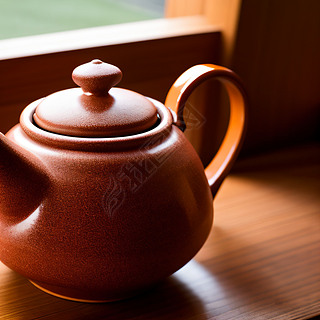 棕色的茶壶中国茶文化倒茶茶艺茶具在黑色的背景下