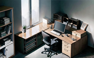 俯拍自然光线办公室装修设计打造舒适办公环境明亮
