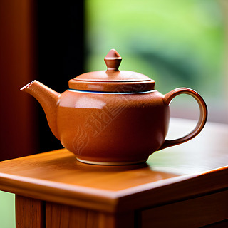棕色的茶壶中国茶文化倒茶茶艺茶具在黑色的背景下