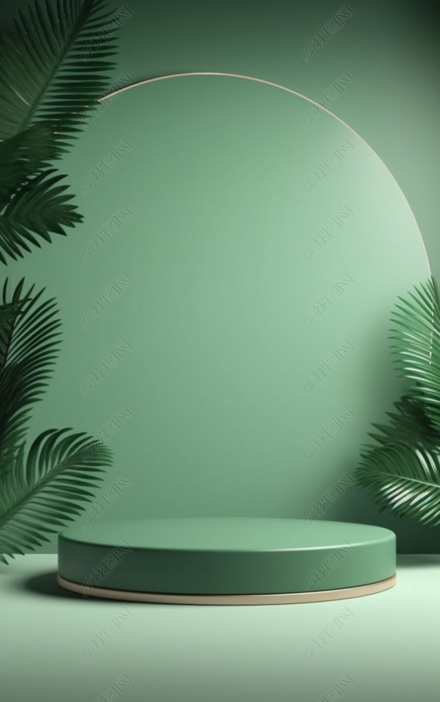 小清新绿色简约电商展示台促销台