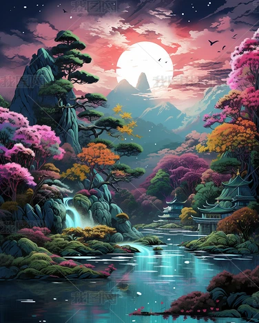 ʽΨԴɽˮ羰װβ廭