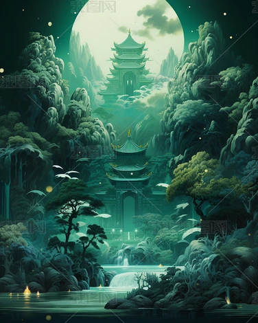 ʽΨԴɽˮ羰Žװβ廭