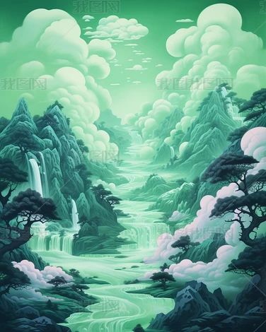 ʽΨԴɽˮ羰װβ廭