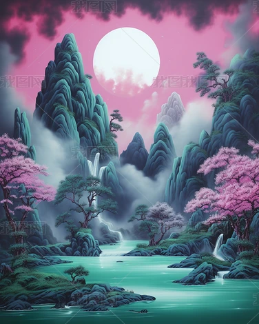 ʽΨԴɽˮ羰װβ廭