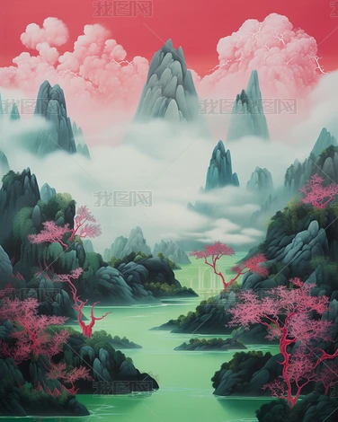 ʽΨԴɽˮ羰װβ廭