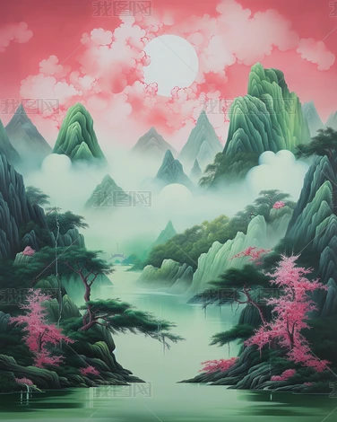 ʽΨԴɽˮ羰װβ廭