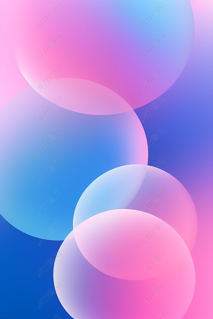 蓝粉色圆形抽象几何渐变背景