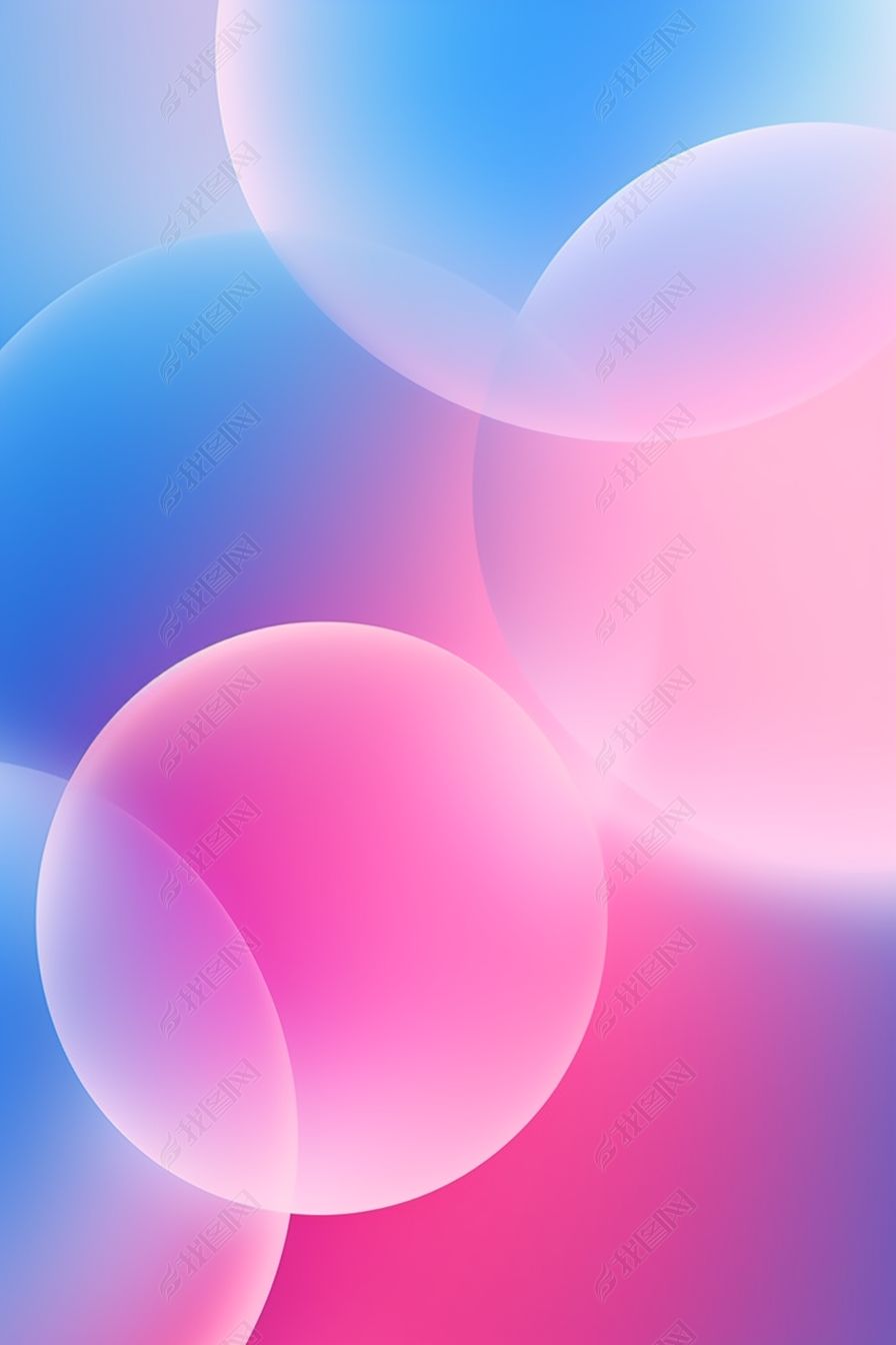 蓝粉色圆形抽象几何渐变背景