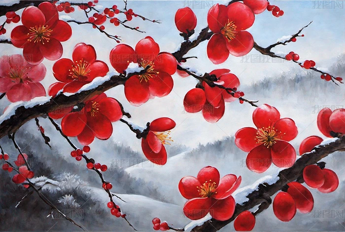 中国水墨画梅花图下载-编号33259815-{$className}-我图网