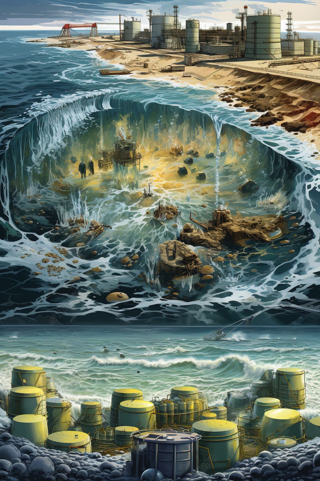 原创日本核废水排放漫画网页视频新闻稿素材插图示意6