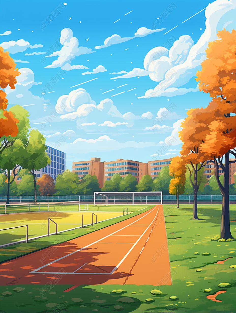 学校操场插画背景