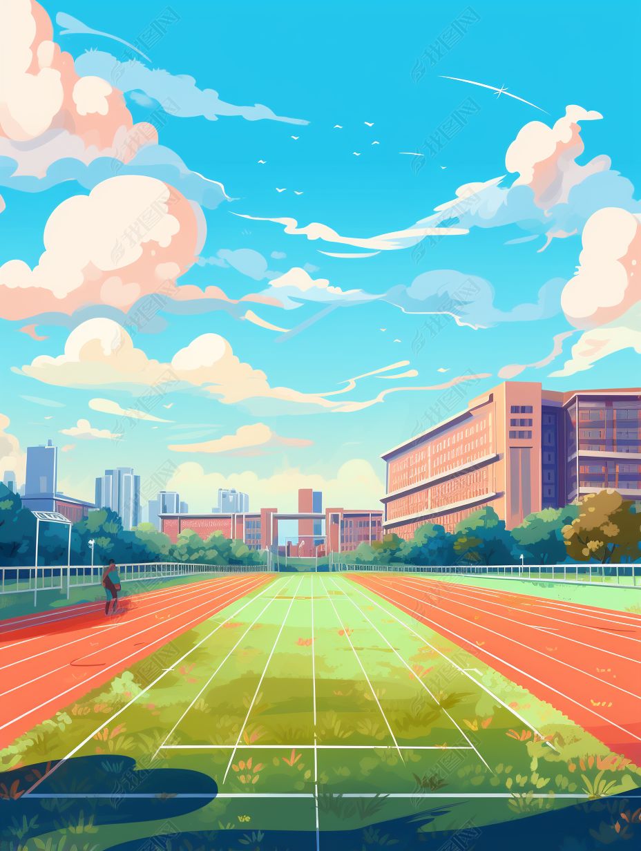 学校操场插画背景