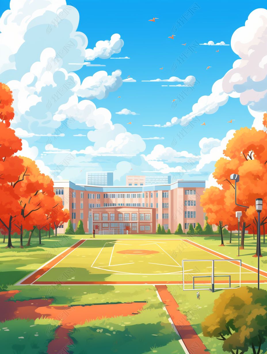 学校操场插画背景