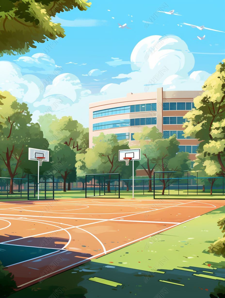 学校操场插画背景
