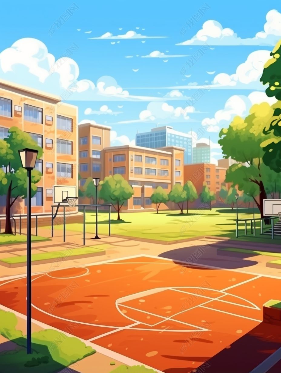 学校操场插画背景