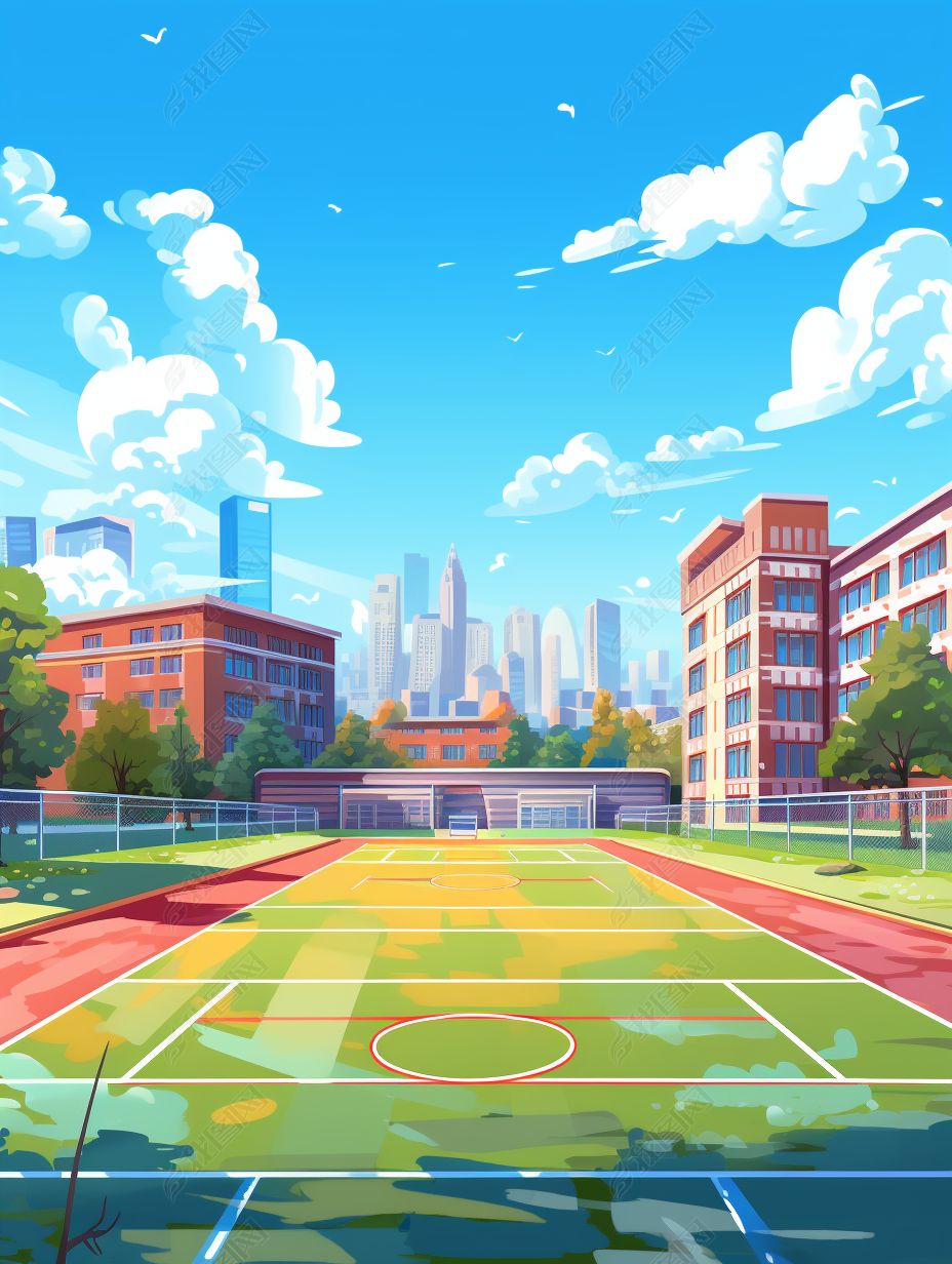 学校操场插画背景