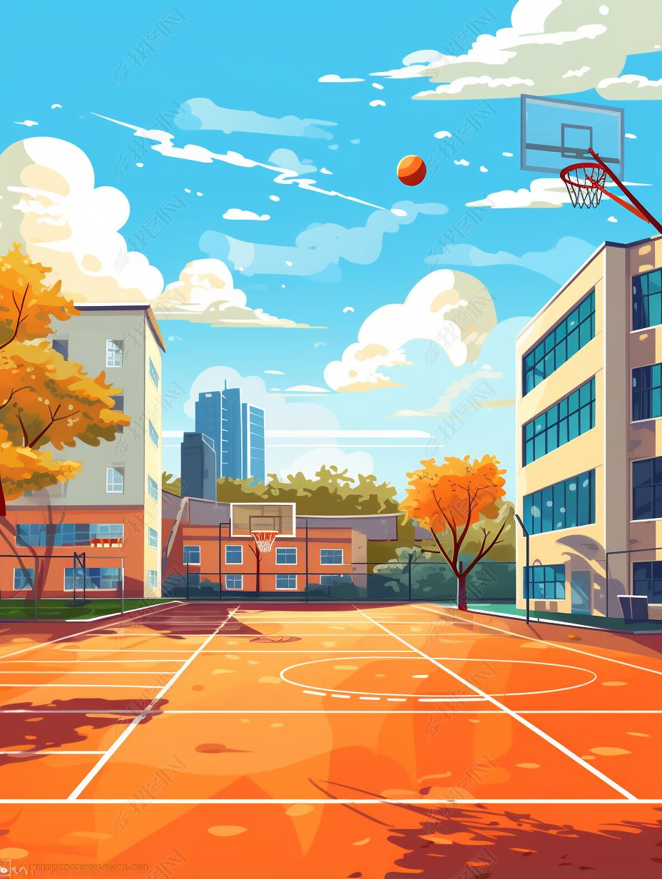 学校操场插画背景