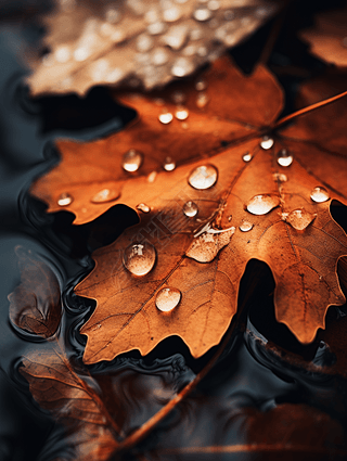 秋天的落叶专业特写写实摄影图素材