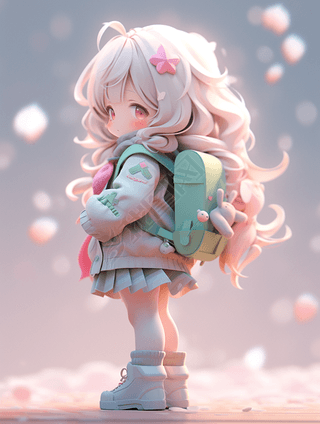 女孩动漫数字艺术|3d人物动漫风格女孩