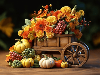 秋收的丰盛：丰饶角内的南瓜、玉米和苹果(2)