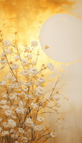 金秋金色天空上的满月中秋节艺术海报背景05