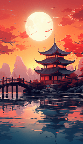 中国风古代亭楼阁