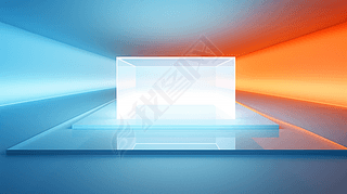 明亮蓝橙渐变磨砂玻璃效果虚拟科技感背景图片