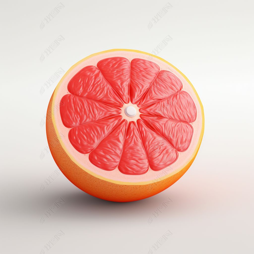3d立体渲染插画水果图片之柚子红西柚红柚素材