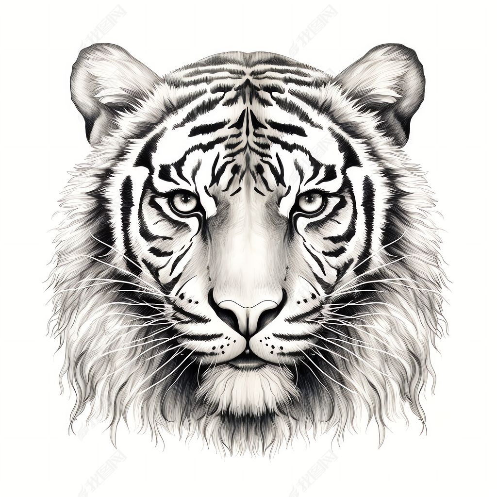 虎头老虎简笔画海报设计素材数字艺术